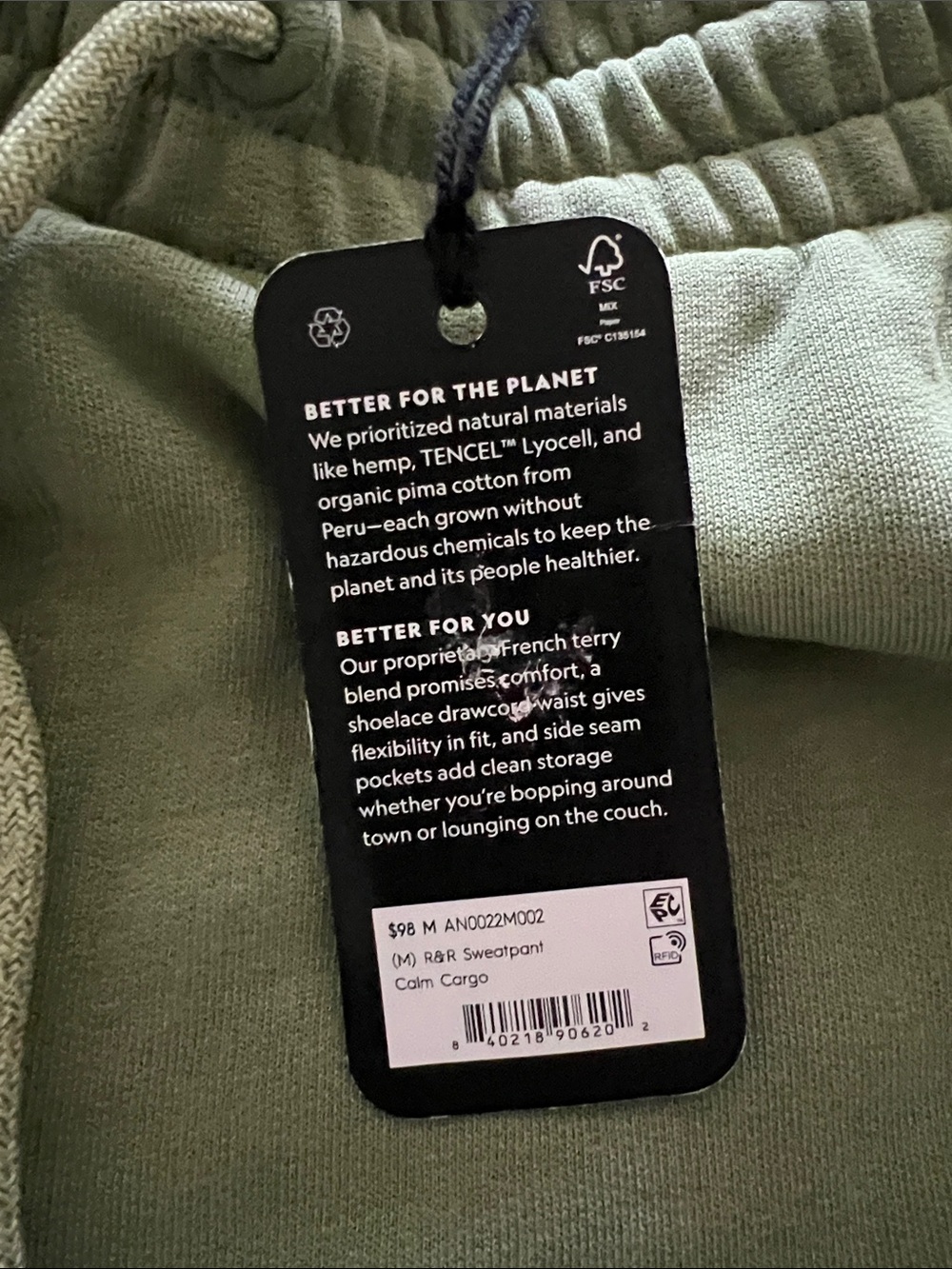allbirds Sage Green Men's Jogger Sweatpants - Picture 5 of 8